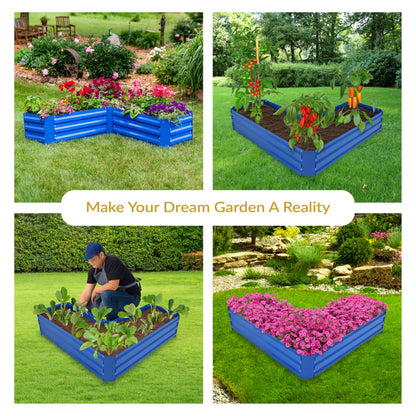 Sunnydaze Galvanized Raised Garden Bed - Metal Raised Bed for Gardening - Outdoor Planter Box for Flowers, Plants, and Vegetables - Blue - 12" L-Shaped
