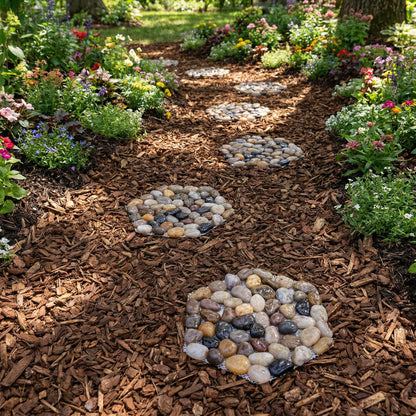 Qualdout River Rocks Stepping Stones Pavers Outdoor for Garden Walkway, Pebbles Polished Gravel for Yard Lawn Patio Pathway Landscaping, Set of 6 (Hexagon)