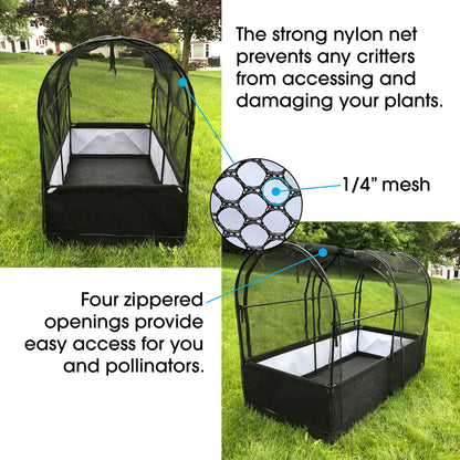 SIMPO 3-in-1 Garden System: Fabric Raised Garden Bed + Greenhouse Cover + Protective Net (36” x 72” x 53”)