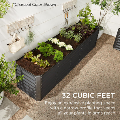 Best Choice Products 8x2x2ft Raised Outdoor Metal Garden Bed, Deep Root Box Planter for Vegetables, Flowers, Herbs, 240 Gallon Capacity, 100% Non Toxic Materials - Royal Red