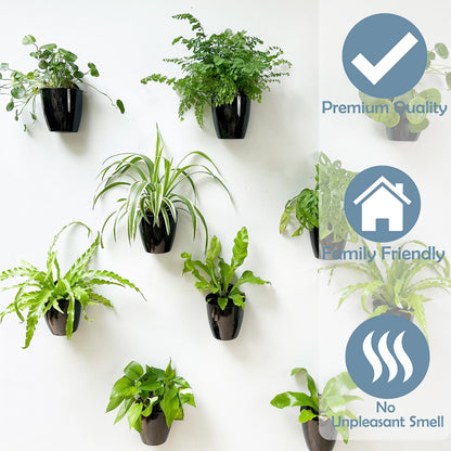 LaLaGreen Wall Planters for Indoor Plants - 10 Pack, 5 Inch Black Self Watering Wall Planter, Eco Wall Mounted Planters System Living Hanging Wall Pots Holder Trendy Live Wall Garden Indoor for Herb