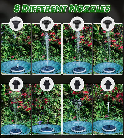Yzert Solar Fountain Matte Panel with 4000 mAH Battery, 4W Bird Bath Fountains Solar Power with 8 Nozzles, Floating Solar Fountain Pump for Bird Bath, Garden, Pond, Outdoor (Color Change)
