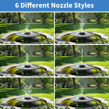 Pleneal 2W Solar Fountain Pump - Upgraded Solar Fountain for Bird Bath with 6 Nozzles, Outdoor solar Water Pump for Garden, Pond, Pool