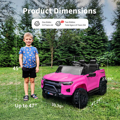 Hikiddo 24V 2 Seater Ride on Toy for Big Kids, Electric SUV Kids Car to Drive with Parent Remote, 2WD/4WD Switchable - Pink