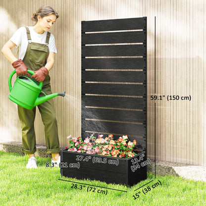 Outsunny Raised Garden Bed with Trellis for Climbing Plants, Planter Box with Self Draining Gap, Freestanding Trellis Planter for Outdoor, Patio, Deck, 28.25" x 15" x 59", Black