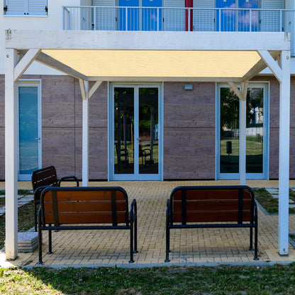 Shatex 90% Sun Shade Fabric, 6x8ft Sun-Block Net Mesh Shade with Clips for Pergola Cover Porch Vertical Screen, Beige