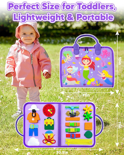 Walenty Busy Board Montessori Toys for Toddler Boy Girl Birthday Gifts, Busy Book Sensory Learning Toys for Toddlers, Educational Activities Airplane Car Travel Toy for Toddlers