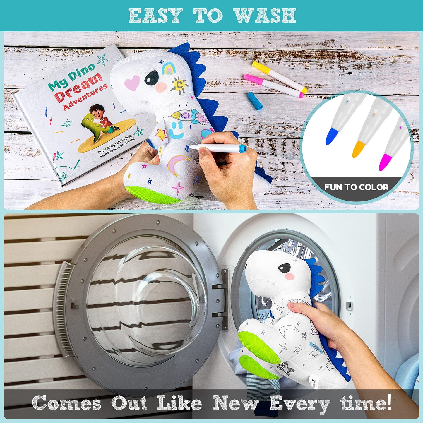 T-Rex Plush Dinosaur Coloring Book Gift Set, Arts and Crafts Soft DIY Washable Dino Doodle Doll Stuffed Animal Toy, Painting Craft Kit Toys, Play Dinosaur Gifts for Kids Boys and Girls Ages 3-5 5-7
