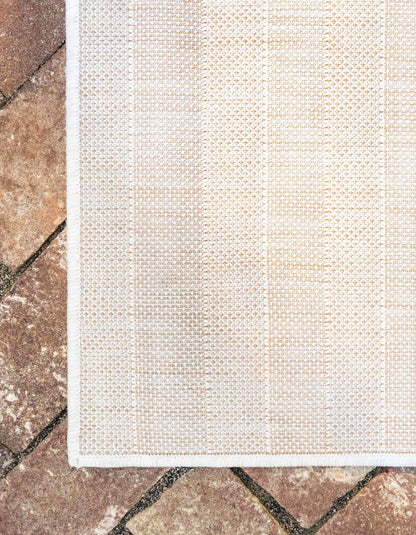 Unique Loom Outdoor Striped Collection Area Rug - Striped (5' 1" x 8' Rectangle, Taupe/Ivory)