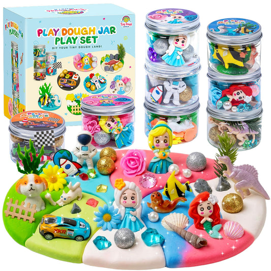 8-Pack Play Dough Jars, Reusable Sensory Play Kit for Kids, Non-Toxic, Educational Creative Playdough,Perfect Party Favors, Goodie Bags,Birthday Gifts for Boys Girls,Ideal for Home Preschool Classroom
