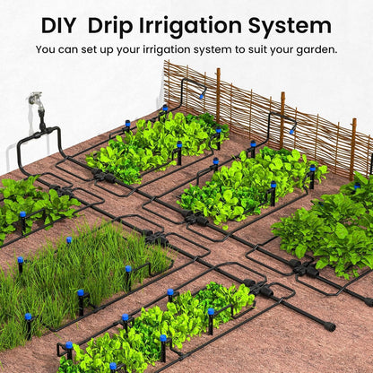 Quick-Connect Automatic Drip Irrigation System Kit – 230FT Garden Watering Kit with Adjustable Nozzles & Sprinklers for Greenhouse, Lawn, and Potted Plants Watering System