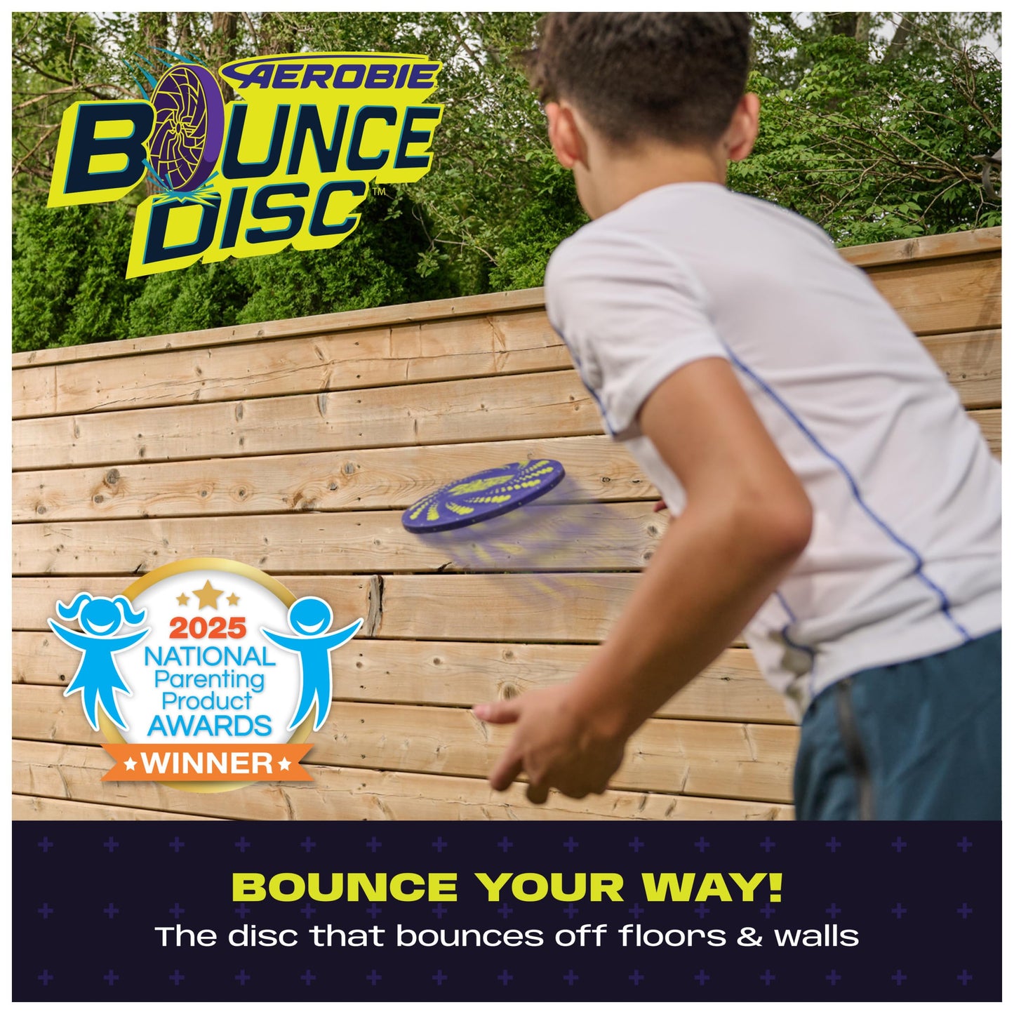 Aerobie Bounce Disc, Throwing Disc Toy for Kids, Backyard Toys & Outdoor Games for Adults & Family, Ages 5 & Up
