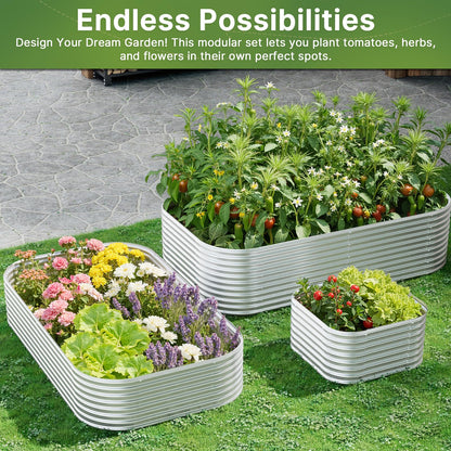 Mostmahes 4 PCS Tall 2x2x1.5ft Galvanized Raised Garden Bed Outdoor, Metal Garden Bed for Vegetables, Above Ground Garden Box for Flower, Steel Raised Beds for Gardening