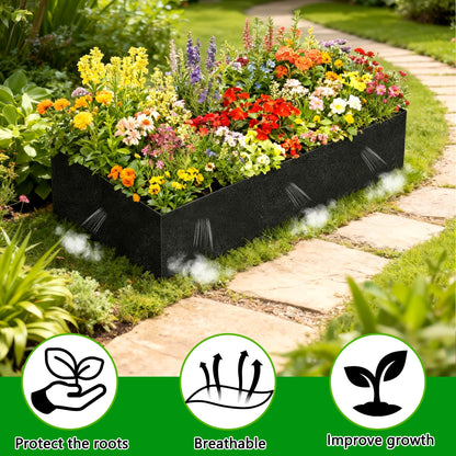 Mizelu 2 Sets 4 x 2 x 1 ft Raised Garden Bed Liner Bag, Breathable Grow Bed Fabric Liners with Clips and Gloves, Garden Box Non Woven Bag for Outdoor Plants Growth Keep Soil Isolation (No Garden Bed)