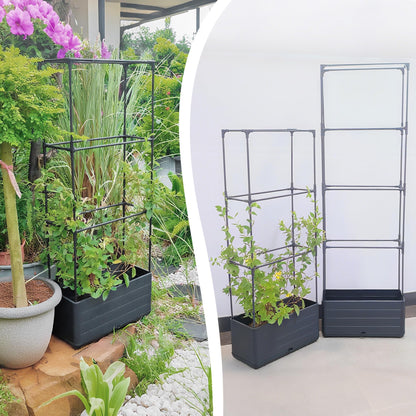 Sumloty 2Pack Raised Garden Bed Planter Boxe with Trellis, 43.4" Self Watering Tomato Raised Planter Box with Trellis for Climbing Vegetable Flowers and Plants, Tomato Cage for Indoor Outdoor Use