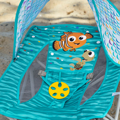 Bright Starts Disney Finding Nemo Pop 'N Chill Baby Chair Travel Seat, Indoor/Outdoor Use, Infant Seat with UPF 50+ Canopy, Blue, Ages 0-6 Months