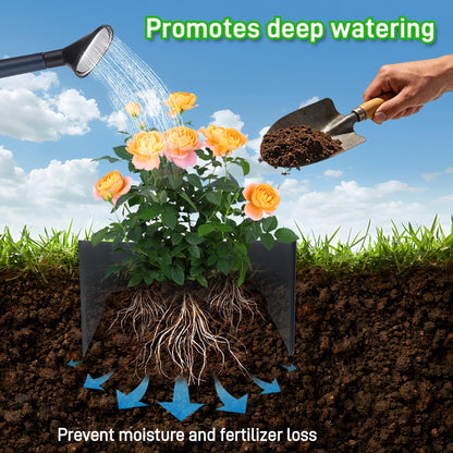 Anothera 60 Pieces Planting Grow Rings, Diameter Range 8.2-15.7 Inches, Interlocking Garden Plant Rings, Black Garden Rings for Plant Support and Soil Moisture Retention