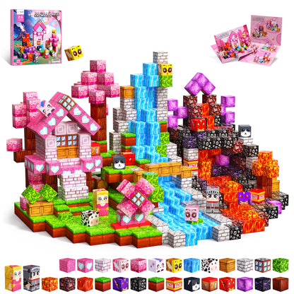 Magnetic Blocks for Kids, 100PCS 0.8inch Magnetic Building Blocks, Magnetic Cubes for STEM Constructions Magnetic Blocks for Boys Girls Age 3 4 5 6 7 8-12, Ideal Holiday Birthday Gifts(Sakura Lava)