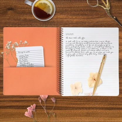 Steel Mill & Co Cute Large Spiral Notebook College Ruled, 11" x 9.5" with Durable Hardcover and 160 Lined Pages, Garden Blooms (Navy)