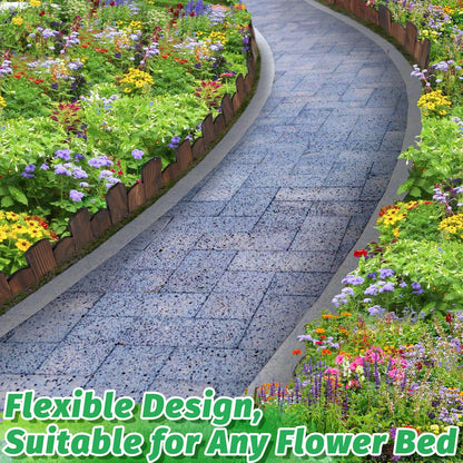 Wooden Garden Edging - 2 Pcs 5.9''x41.3'' Sturdy Pine Landscape Border, Flexible Decorative Fence for Outdoor Yard Lawn Flower Bed Pathway Tree