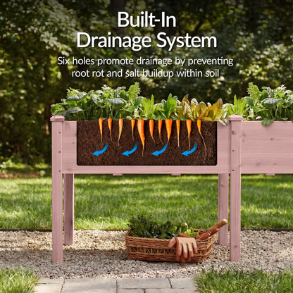 Best Choice Products 72x24x30in Raised Garden Bed, Elevated Wood Planter Box Stand for Backyard, Patio, Balcony w/Divider Panel, 6 Legs, 300lb Capacity - Pink