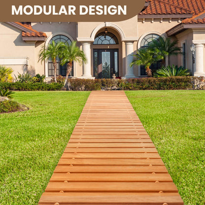 pbugac 8FT Wooden Garden Pathway, Roll Out Walkway for Patio, Backyard and Outdoor Decor, Weatherproof, Non Slip and Easy to Install, Perfect for Beach, Wedding or Lawn (Natural)