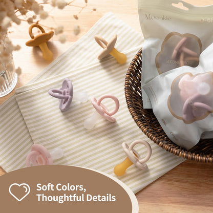 Moonkie Pacifiers Set of 2 | One-Piece Design Baby Pacifier with Large Air Holes | BPA-Free Silicone | Safe for Babies 6 Months+