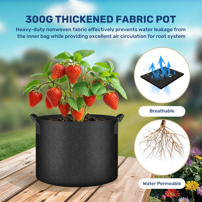 HealSmart 15 Gallon 6 Pack Nonwoven Grow Bags, Aeration Fabric Pots with Handles, Heavy Duty Garden Grow Pots for Tomato Vegetables Flowers, 6 Plant Labels, Black