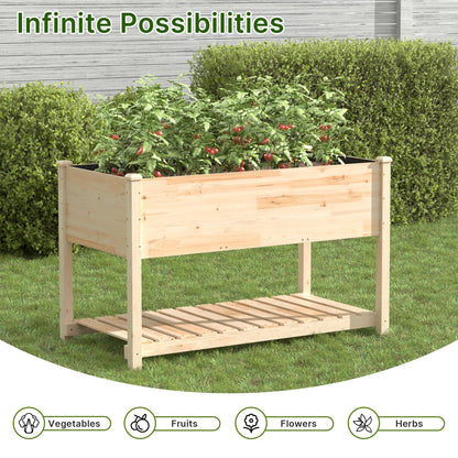 RTDTD Raised Garden Bed with Legs,47.2x23.6x30in Wooden Raised Garden Box with Bed Liners,Storage Shelf for Outdoor Garden, Patio, Elevated Wood Planter for Vegetables, Fruits, Flowers