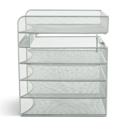 Safco Onyx Hanging Desktop Organizer with 5 Horizontal Trays, Under-Desk Storage. Fits Tables 1.75" Thick and Under, Silver
