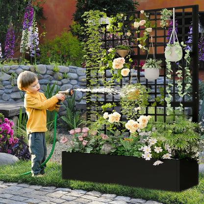 Toriexon Metal Planter with Trellis 72" x 47’’ x 16", Raised Garden Bed with Trellis, Planter Box with Privacy Screen for Climbing Plants, Flowers, Vegetables, Fruits