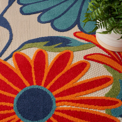 Nourison Home Aloha Multicolor 9' x 12' Area Rug - Easy Clean, Non Shedding, Bed Room, Living Room, Dining Room, Kitchen (9' x 12')