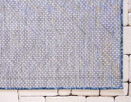 Unique Loom Outdoor Trellis Collection Area Rug - Tribal Trellis (8' x 10' Rectangle, Blue/ Ivory)