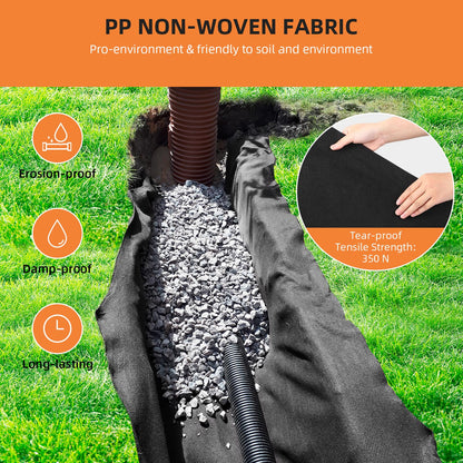PioneerWorks Geotextile Landscape, 3ft x 300ft & 6oz Geotextile Fabric, PP Drainage 350N Tensile Strength & 440N Load Capacity, for Driveway & Road Stabilizationr, Erosion Control, French Drains