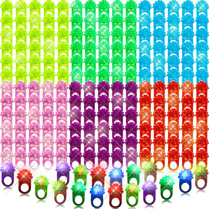 Charniol 300 Pcs LED Light up Rings Easter Party Favors Glow in the Dark Flashing Jelly Rings in 6 Colors for Adult Kids Easter Egg Fillers Classroom Prizes Birthday Gifts