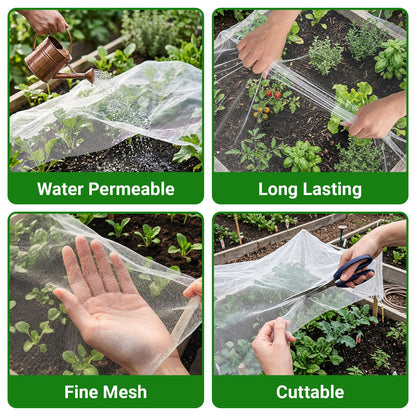 Ultra Fine 4'x10' Garden Netting – No Frame Needed, Easy Install, Pest Barrier & Bird Netting, Plant Cover for Garden, Greenhouse, Patio, Protecting Vegetables, Flowers, Trees