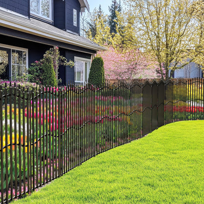 10 Panels No Dig Decorative Garden Fence with Gate - 40in H x 22.5ft L, Duty Square-Tall Heavy Duty Square Tube Animal Barrier, Rustproof Dog Fence for Outdoor Yard & Patio Protection
