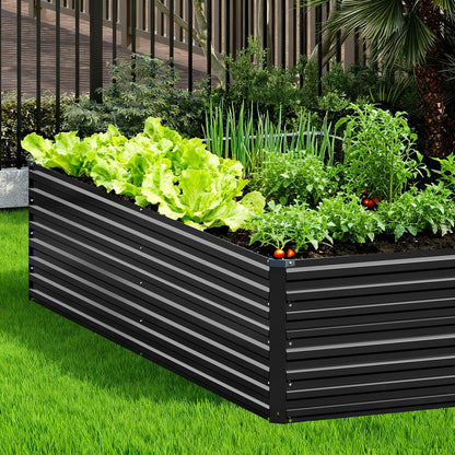Vengarus 8x4x2FT Galvanized Raised Garden Bed Kit, Deep Root Planter Box Outdoor Large Planter Raised Beds for Planting Flowers,Vegetables and Herbs-Black
