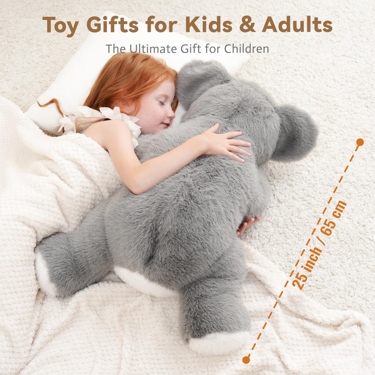 AmyToo Weighted Stuffed Animals, Giant Koala Stuffed Animal, Weighted Koala Plush, Toy Gifts for Kids & Adults, Gray, 4.5 lbs, 25 Inch