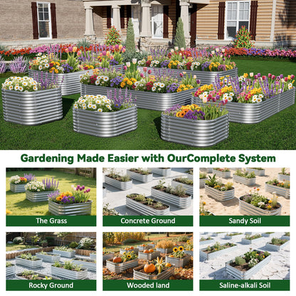 CATMANOR 2 Pack Tall 8FT Corrugated Galvanized Steel Raised Garden Bed Outdoor, Metal Above Ground Garden Bed for Vegetables and Flowers, Raised Beds for Gardening-8x3FT