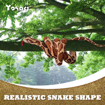 YOHAKI Giant Stuffed Snake Plush – 118 Inch Realistic Snake Toy for Kids & Adults, Machine Washable, Soft Animal Plush for Jungle Theme Decor, Birthday for Boys & Girls,Brown