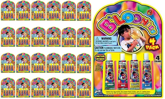JA-RU B'loonies Plastic Balloons Variety 4 (96 Tubes in 24 Packs) Original Bloonies Bubble Making Toy Classic Retro Toys for Kids & Adults Fidget Toy Party Favor for Kids Birthday. 771-24s