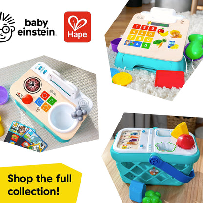 Baby Einstein + Hape Magic Touch Kitchen Play Toy Cooking Stove Set with Real Sounds and Music, Fine Motor Skill Development, Ages 1, 2, 3, 4+