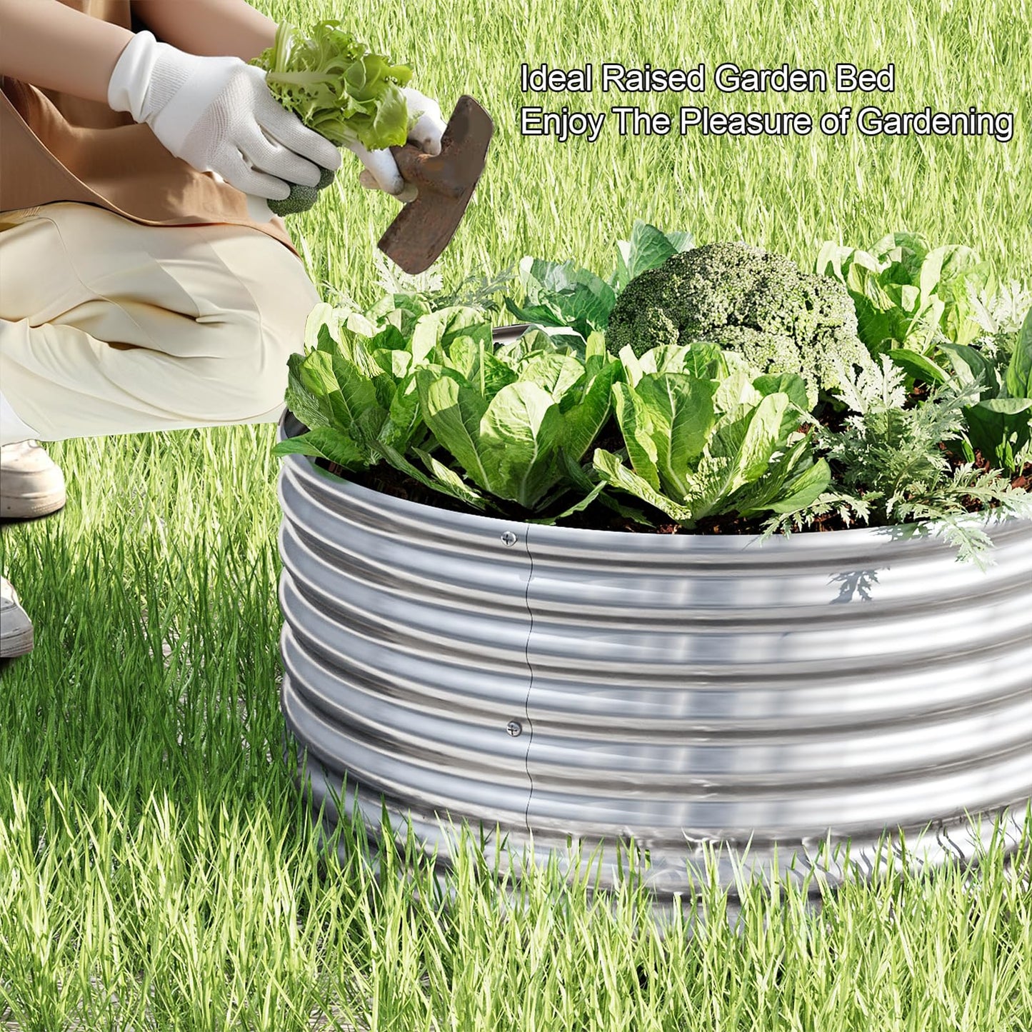Mostmahes 4 Pack 3x3ft Round Galvanized Raised Garden Bed Outdoor, Metal Garden Bed for Vegetables, Above Ground Garden Box for Flower, Steel Raised Beds for Gardening - 3ftx3ftx10inch