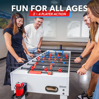 GoSports 48 Inch Game Room Size Foosball Table - Includes 4 Balls and 2 Cup Holders – Black, Oak, or White