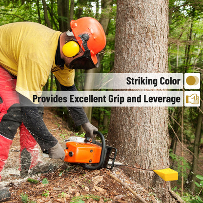 UNCO- Tree Felling Wedges with Spikes, 6 pcs, 5.5", 8" & 10", Yellow Wedges with Storage Bag, Splitting Wedge, Plastic Wedges for Tree Cutting, Logging Tools and Equipment, Chainsaw Wedges for Trees