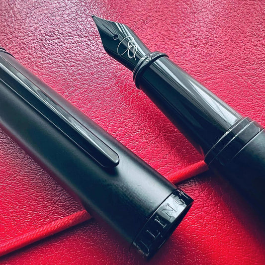 Ellington Pens Luxury Fountain Pen Set - Smooth Medium Nib - Includes 3 Ink Cartridges, Refillable Ink Converter, Gift Box - Fountain Pens For Writing, Calligraphy, Journaling, Sketching (The Stealth)