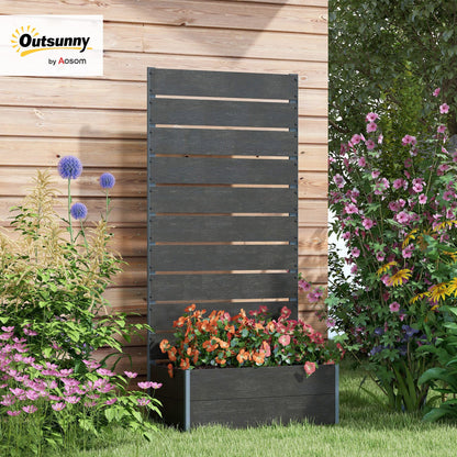 Outsunny Raised Garden Bed with Trellis for Climbing Plants, Planter Box with Self Draining Gap, Freestanding Trellis Planter for Outdoor, Patio, Deck, 28.25" x 15" x 59", Black