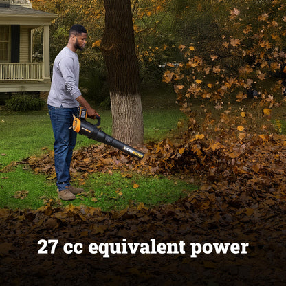WORX Cordless String Trimmer & Leaf Blower Combo, 15'' 40V Weed Eater with Carbon Fiber Shaft, 530 CFM 40V Quiet Electric Blower with 57 dB, 2 × 4.0 Ah Batteries & Charger Included, WP925