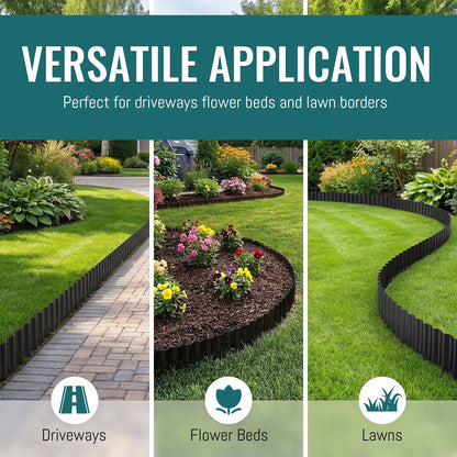 ZXZYHFTY Corrugated Metal Garden Edging, 6" x 40Ft Black Landscape Border for Lawn, Flower Beds, Paver Edging, Durable Garden Fence.